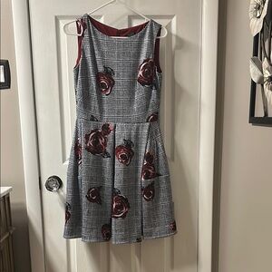 Elegant Black and Burgundy Floral Dress